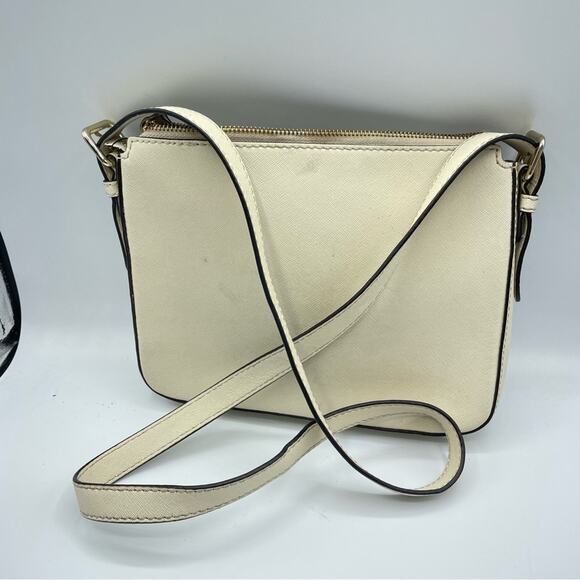 Kate Spade Cream Leather Square Crossbody Handbag Purse Medium Bag Classic - Picture 4 of 15
